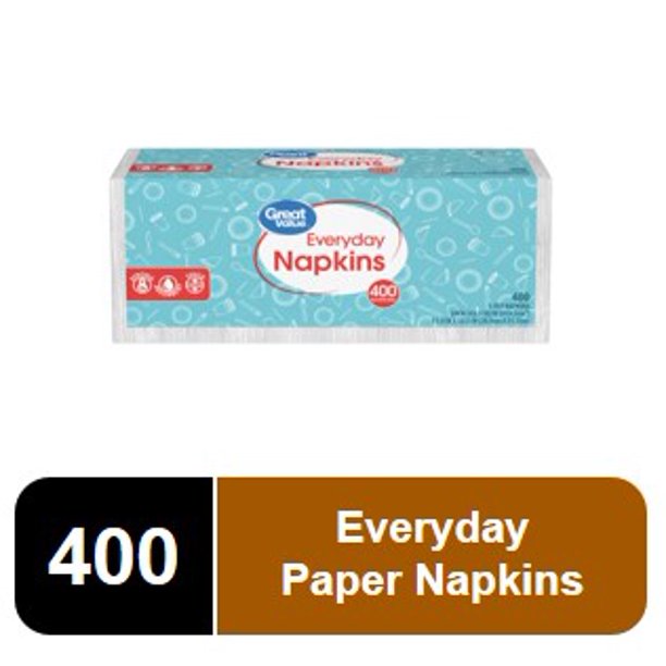 Great Value Everyday Paper Napkins, 400 Count