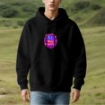 thumbnail image 3 of Men's Loose Fit Hoodie with Front Pocket ' AL Mad Here ' Colorful Graphic Design Long Sleeve Pullover Sweatshirt with Drawstrings, 3 of 7