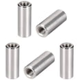 thumbnail image 2 of MroMax 5Pcs M6 Round Connector Nuts, 304 Stainless Steel Rod Coupling Nuts 25mm/0.98" Length Female Thread for Camera Pan, Lamp Bracket, Glass Folding Dining Table Silver, 2 of 4