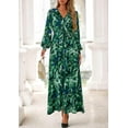 thumbnail image 3 of PRETTYGARDEN Women's Fall Boho Maxi Dress Floral Long Sleeve V Neck Flowy Belted Elegant Holiday Party Dresses, 3 of 10