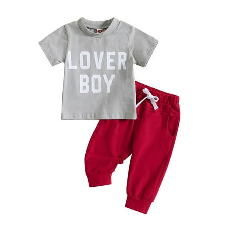 

Toddler Baby Boy Spring Summer Clothes Short Sleeve Letter Print T-Shirt + Jogger Pants Set 2PCS Outfits