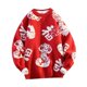 thumbnail image 3 of Suéter de punto para hombres y mujeres, novedad, cuello redondo, tejido de punto, dibujos animados, cálido jacquard para Rojo, 3 of 7