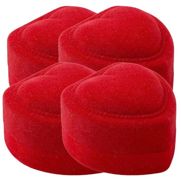 Joyero Romantica de Corazón VelvHeart 4Pzas 4.5x4.5cm Corazón Terciopelo Rojo.
