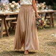 thumbnail image 6 of Zynoxe Womens Maxi Skirts Casual Ruched Elastic Drawstring High Waist Boho Skirts Versatile Elegant Dating Breathable Travel Boho Skirts Khaki S, 6 of 7