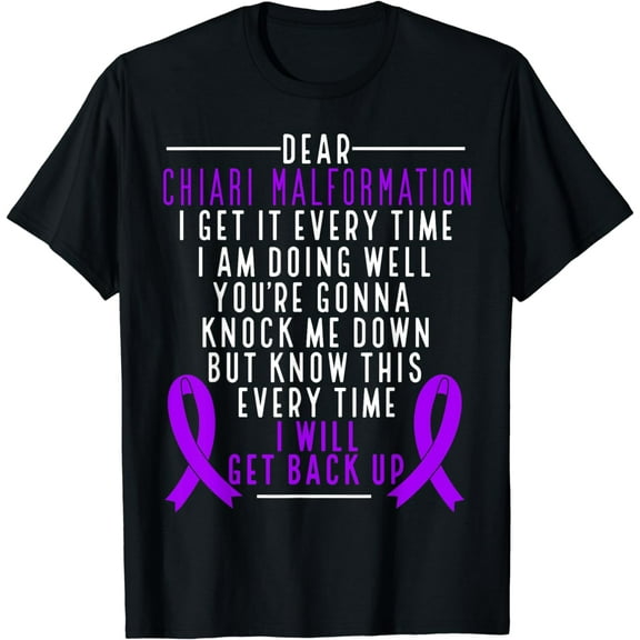 Chiari Malformation Awareness get back up Purple Ribbon T-Shirt