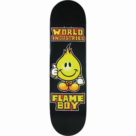 World Industries Skateboards Solid Gold Flame Boy Black Skateboard Deck - 8.25" x 32" (Deck Only)