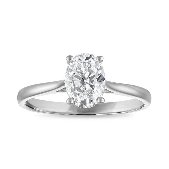 Brilliance Fine Jewelry Women's 1 CT Lab Grown Diamond Oval Solitaire Engagement Ring, 10K White Gold