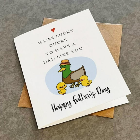 We're Lucky Ducks' Father's Day Card - Funny Greeting Card with Duck Illustration - Perfect for Celebrating Dads