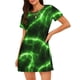 thumbnail image 1 of Fotbe Green Lightning Bata de Dormir para Mujer con Estampado, Camisón de Algodón de Manga Corta, Ropa de Dormir Casual, 1 of 6