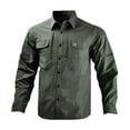 thumbnail image 4 of SwiftWear Men's Nylon Work Shirt Button Up Shirt Long Sleeve Cargo Shirts Tactical Hiking Camping Shirts with Pockets Green L, 4 of 6