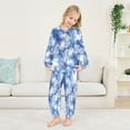 thumbnail image 5 of Fluffy Pajamas Set Fuzzy Winter Warm Pj Sets Pullover Tops and Long Pants Blue Tie-dye Pattern Small, 5 of 8