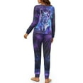 thumbnail image 3 of Yuyamidu Wolf Pajamas Pants Matching Set of 2 Galaxy Women Sleepwear for Fall Winter Spring Butterfly Long Sleeve Pj Top & Pants Size M Loose Fitting O-Neck Nightwear, 3 of 7