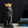 thumbnail image 2 of 2X Abstract Crown Lion Statue Home Office Bar Male Lion Faith Resin Sculpture Crafts Animal Art Decor Ornaments - Black, 2 of 4