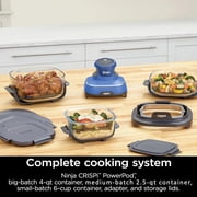 Restored Ninja Crispi 5-in-1 Portable Glass Air Fryer Cooking System, 6-Cup, 4-Quart & 2.5-Quart TempWare Containers With Lids, Microwave, Freezer & Dishwasher Safe, Blue, FN103CO
