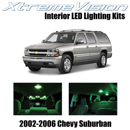 Led Lights Interior Package XtremeVision LED for Chevy Suburban 2002-2006 (10 Pieces) Green Premium Interior LED Kit Package + Installation Tool ()