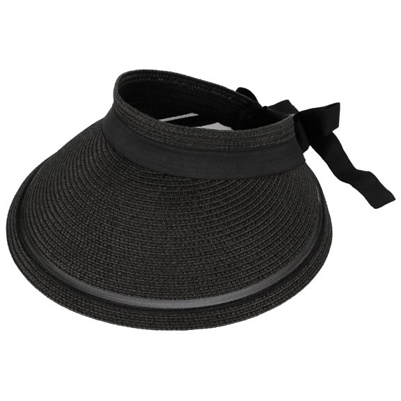 WITHMOONS Womens Wide Brim Packable Sun Visor Summer Beach Hat SLV1280 (Black)