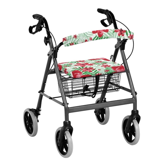 HELLHERO Hibiscus Rollator Walker Cover Rollator Walker Seat Back Cover and Machine Washable Non-Slip Cover for Street Scenes and Parks