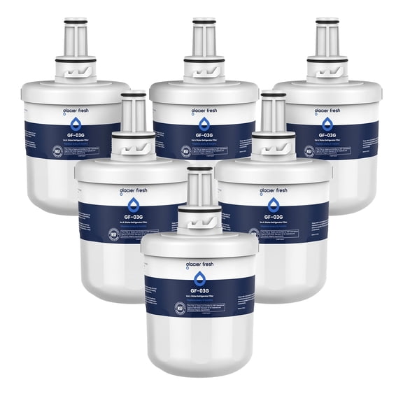 GLACIER FRESH DA29-00003G Water Filter, Compatible with Aqua-Pure Plus, DA29-00003G, DA29-00003F, DA29-00003B, HAFCU1, RFG237AARS, FMS-1, RS22HDHPNSR, RSG257AARS, WSS-1, 6 Pack