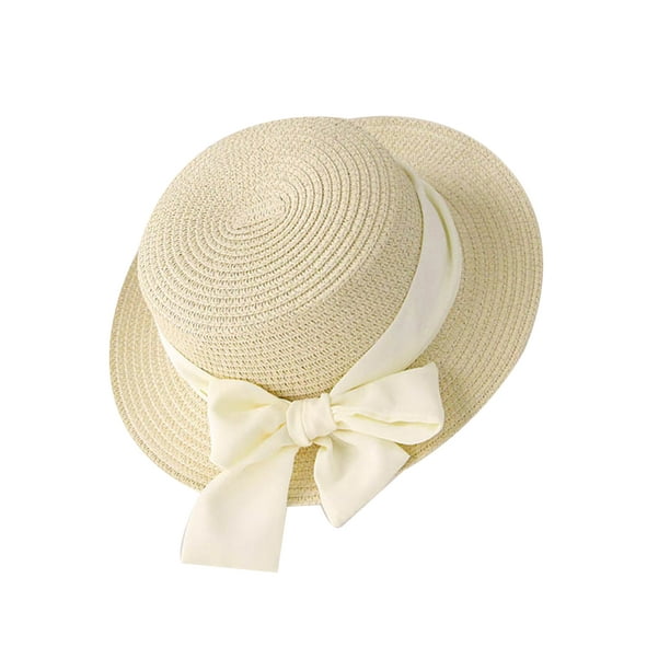 Jxzom Toddler Straw Hat Little Girl Kids Summer Hats with Bow Beach Sun ...