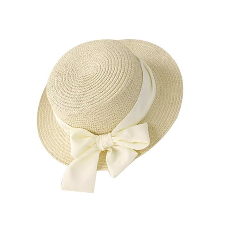 

Jxzom Toddler Straw Hat Little Girl Kids Summer Hats with Bow Beach Sun Protection Hats Wide Brim Floppy