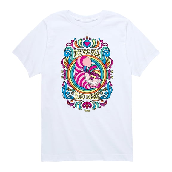 Alice in Wonderland - Colorful We're All Mad Here - Youth Boys Short Sleeve Graphic T-Shirt