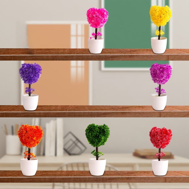 Gwong Decoración hogareña Flower Flower Plant Forma de corazón Forma de plum Flor de plástico Patio Patio Simulado maceta para estantes Soporte Gwong 21061513