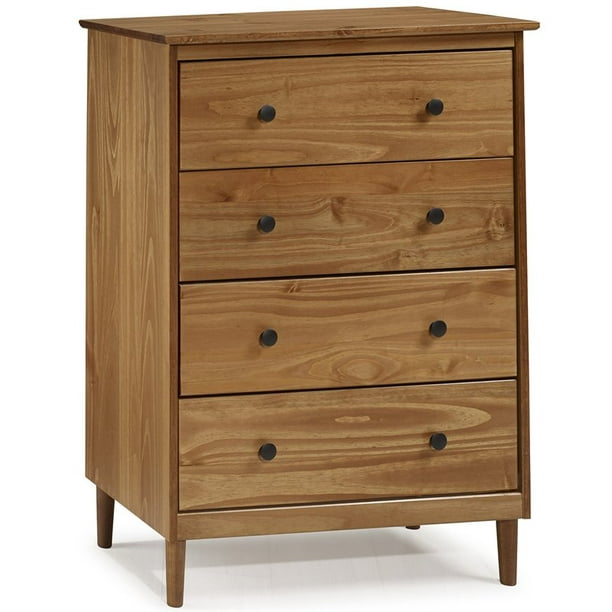 4 Drawer Solid Wood Dresser In Caramel, All Wood 4 Drawer Dressers