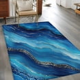 thumbnail image 2 of 3'x5' Area Rugs, Navy Blue Marble Indoor Outdoor Area Rug for Living Room Bedroom, Abstract Ink Painting Modern Washable Bathroom Rugs Kitchen Floor Carpet Mats Home Decor Aesthetic, 2 of 8