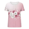 thumbnail image 6 of Xuyuer Blouse for Women Dressy Casual Short Short Sleeve Boho Tops Fashion Floral Crew Neck Tunic Shirts Summer Clothes Fashionable Casual Loose Round Neck T-shirt Solid Color Top, 6 of 7