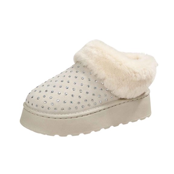 hzomhy Womens Snow Boots Closed Toe Warm Lining Thick Sole Slip On Design for Casual Cold Weather Daily Wear