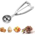 thumbnail image 1 of Cuillre Glace, 4cm Cuillre Glace En Acier 304 Inoxidable Cuillre Glace Avec Dclencheur, Professionnelle Crme Glace Scoopers Pour Fruits Glaces, 1 of 5