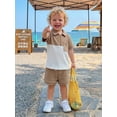 thumbnail image 4 of Cenuakty Toddler Baby Boy Shorts Set Contrast Half Zipper Collared Short Sleeve Shirt and Solid Shorts 2 Piece Summer Waffle Outfit, 4 of 9