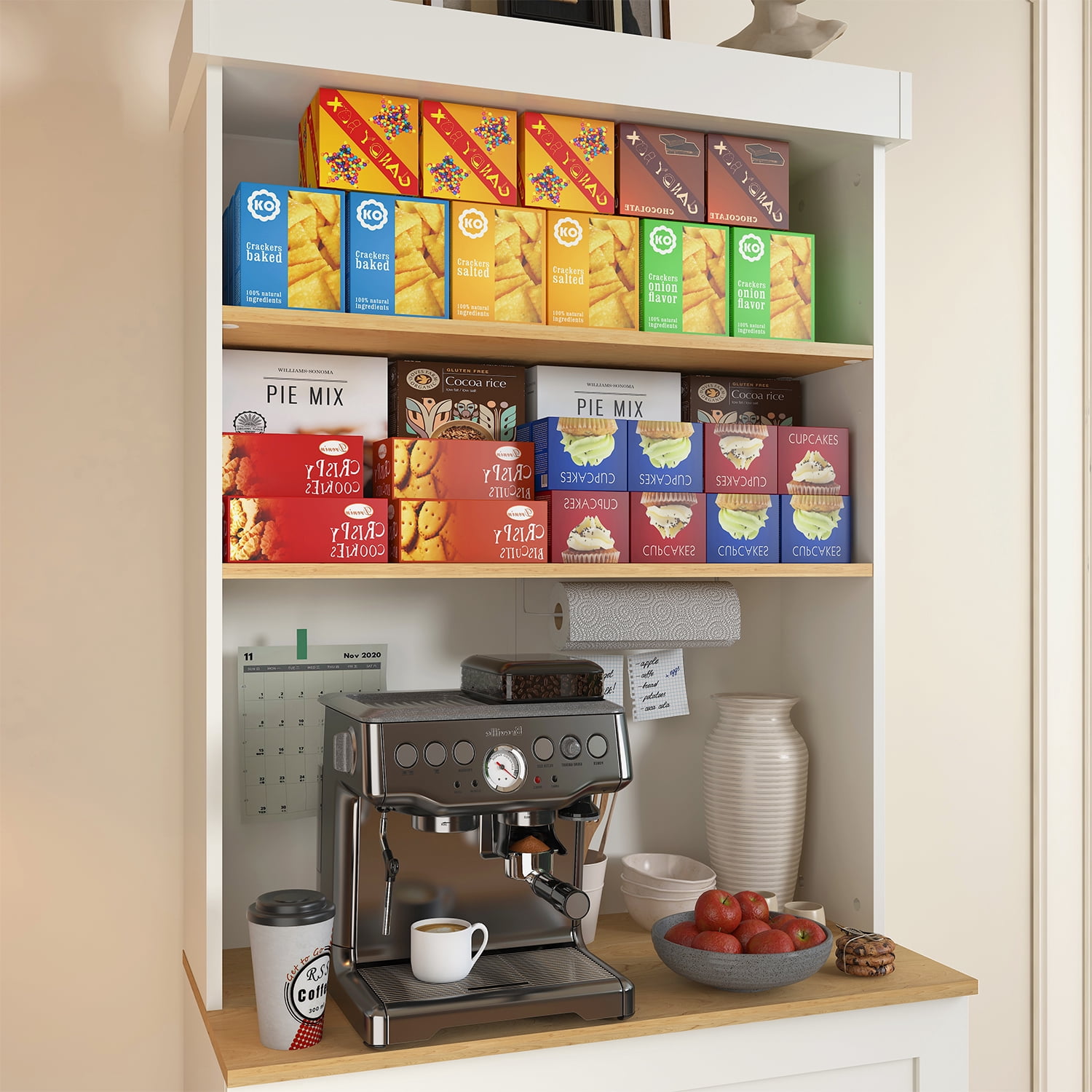 71"Kitchen Pantry Cabinet with Microwave Stand,3 Drawers and Adjustable Shelves,White