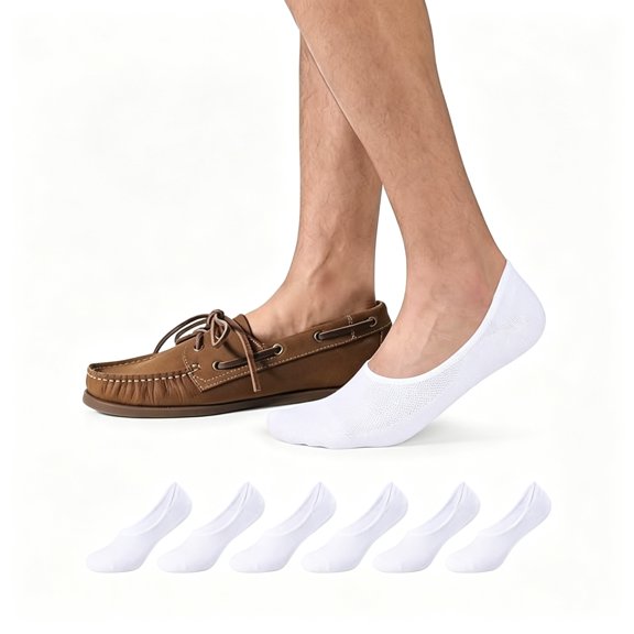 TELOLY Mens Ultra-Low Cotton No Show Socks Invisible Hidden for Loafers with Non Slip Grips Invisible Hidden Non Slip Grips No Show Socks Men 6 Pairs