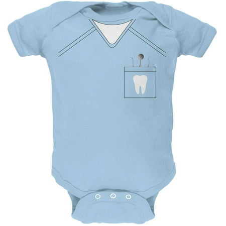 Halloween Dentist Scrubs Costume Light Blue Soft Baby One Piece