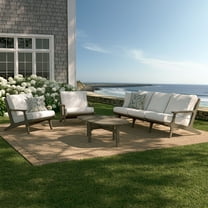 Modway Saratoga 4-Piece Outdoor Patio Teak Wood Furniture Set in Weathered Gray White by Modway