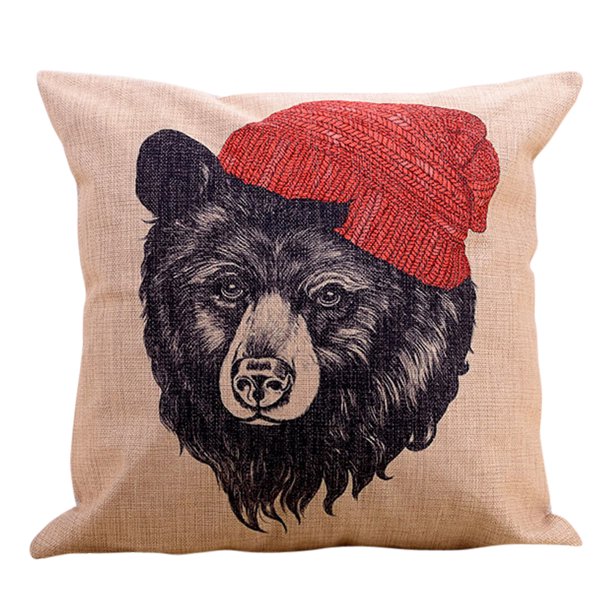 Pillowcase With Black Bear Wear Hat Cotton Linen Square Shaped Decorative Pillow Cover Walmart