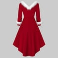 thumbnail image 4 of Lilgiuy Women Retro Christmas Long-Sleeved Plush High And Low Swing Style Dress, 4 of 4