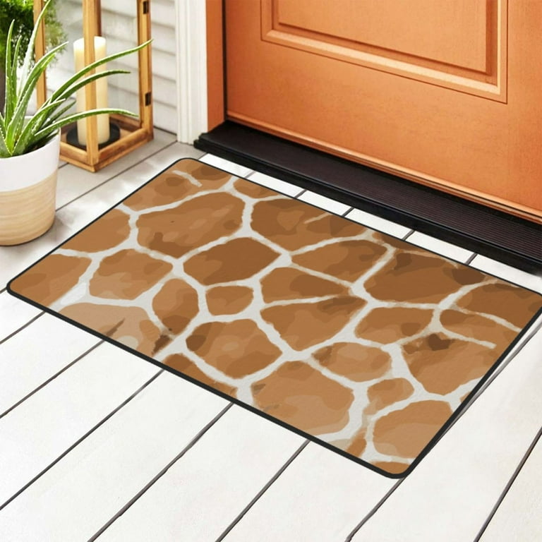Washable Non-Slip Rug Pad, Giraffe Texture Pattern Area Rug Doormats,  Living Room Bedroom Carpet Mats, 36x24 