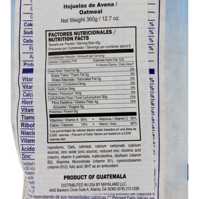 Quaker Avena Integral Whole Grain Oatmeal: Calories, Nutrition Analysis &  More