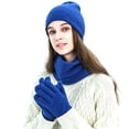thumbnail image 1 of Hat Scarf Gloves Set Classic Unisex Thermal Gloves Loop Scarf Ribbed Knit Cap, 1 of 10