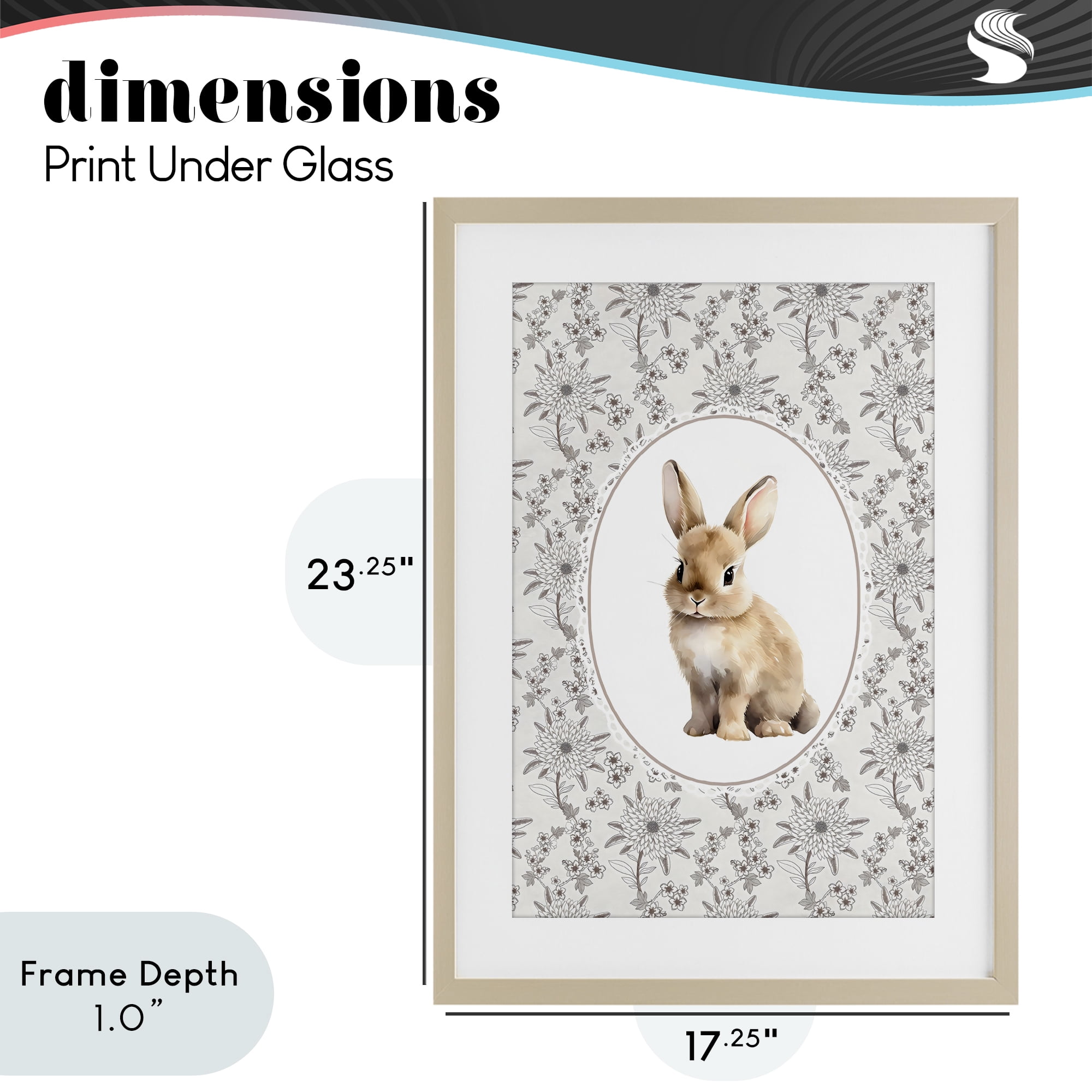 Stupell Industries Mauve Botanical Bunny Birch Framed Print Under Glass, design by Ink Drop Loft