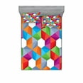 thumbnail image 2 of Geometric Bedding Set with Sheet & Covers, Colorful Retro Geometric Triangle and Polygonal Mosaic Pattern Interior Design, Printed Bedroom Decor 2 Shams, 4 Sizes, Multicolor, by Ambesonne, 2 of 3