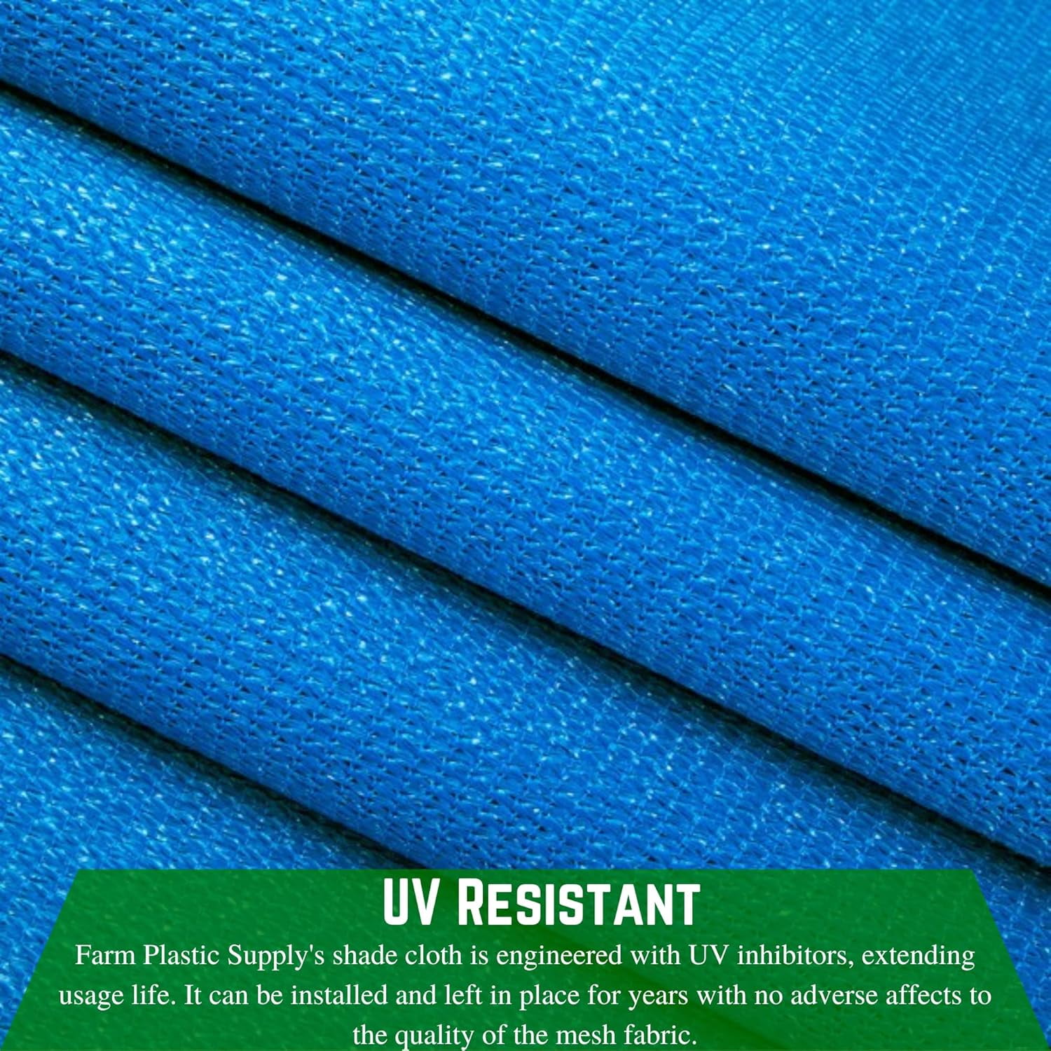 Farm Plastic Supply - Blue Shade Sail Hemmed and with Grommets - 80% - Mesh Fabric for Patio Shade, Garden Shade Sail, Sun Shade, Shade Canopy, Garden Sun Block, Wind Screen, Shade Cloth (6' x 30')