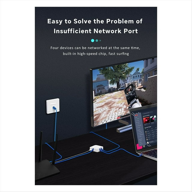 Extensión de Cable de Red Universal Divisor Ethernet Alta Velocidad USB C Alimentación Gigabit Internet Rj45 Adaptador Divisor 1 A 4