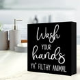 thumbnail image 5 of Zomyto 7x7 In Funny Bathroom Wooden Box Sign,Wash Your Hands YA' Filthy Animal Decor, 5 of 7