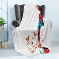 thumbnail image 4 of Cello Soft Flannel Fleece Throw Blanket, Creative Abstract Cheerful Design of Pegbox with Butterflies and Musical Notes, Cozy Plush for Indoor and Outdoor Use, 60" x 80", Multicolor, by Ambesonne, 4 of 5
