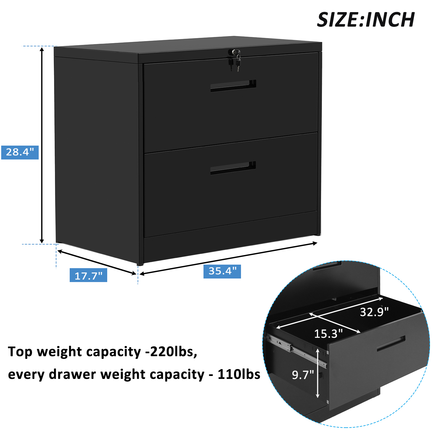 Clearance 2 Drawer File Cabinet Modern Lateral Filing Cabinets Metal File Cabinet With Lock And Key Heavy Duty Office File Cabinets Storage Shelves For Home Paper Files Organizer Black W3627 Walmart Com