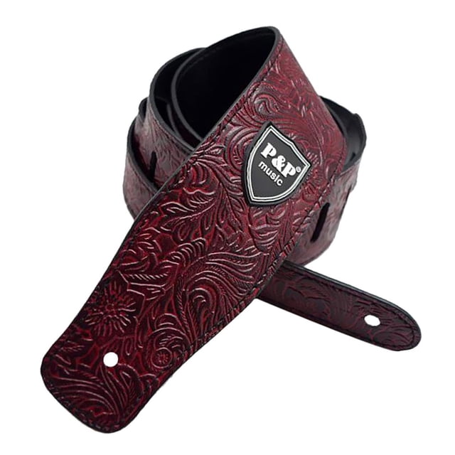 Correa De Bajo Ajustable De Guitarra de material cuero Piezas De Instrumentos Musicales De 125-145 Cm borgoña
