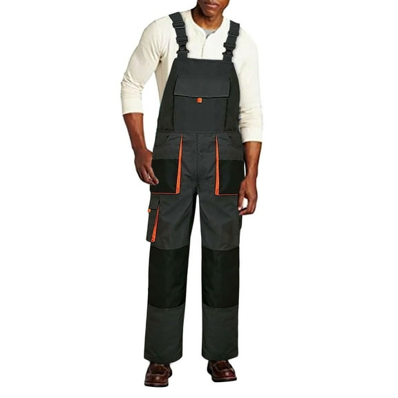 Afdoent Casual Pants For Men Denim Bib Overalls Male Relaxed Fit Overalls Workwear With Adjustable Straps Convenient Tool Pockets Fashion